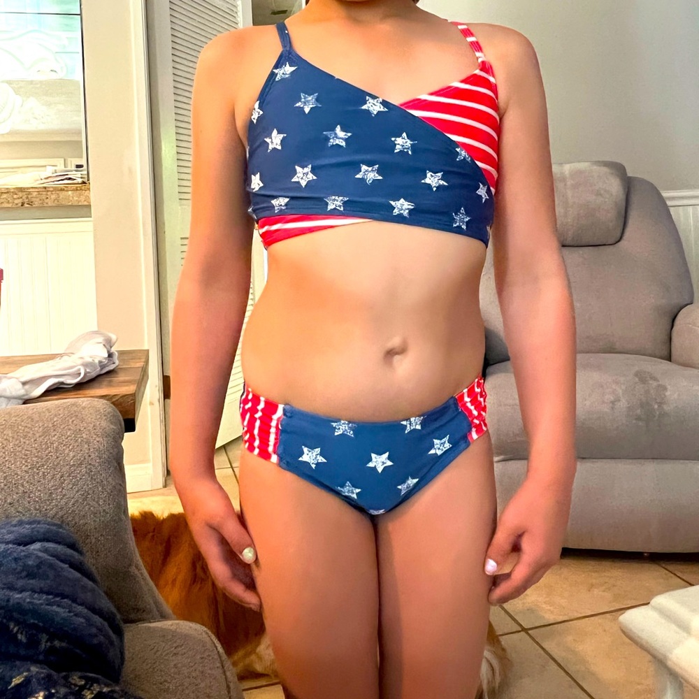 Girls American flag bikini 6x